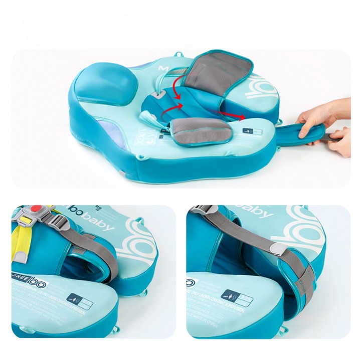 Mambobaby Premium Azul Flutuador/Boia para Bebês Com Cinto de Segurança, Float Anti Impacto e e Proteção FPU 50+ (3 meses a 2 anos) (Internacional)