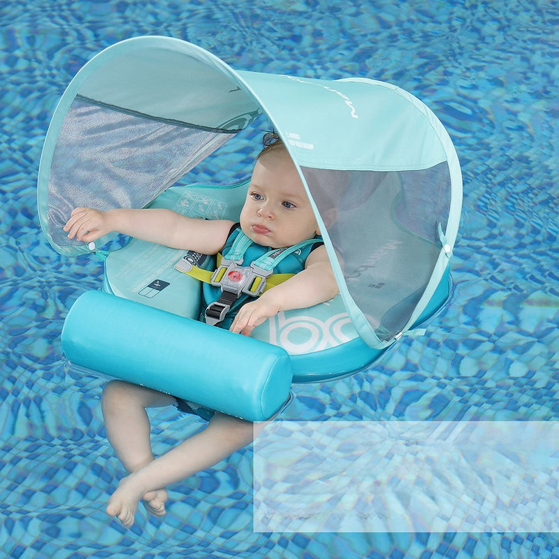 Mambobaby Premium Azul Piscina Flutuador/Boia para Bebês Com Cinto de Segurança, Float Anti Impacto e e Proteção FPU 50+ (3 meses a 2 anos) (Internacional)