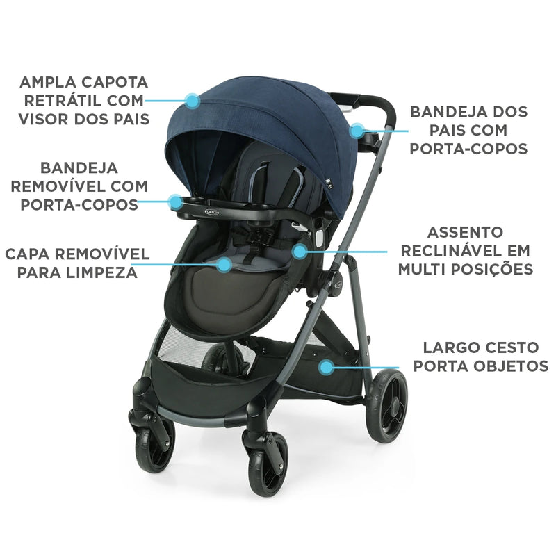 Carrinho Passeio c/ Bebê Conforto TS ModesElement Azul Graco