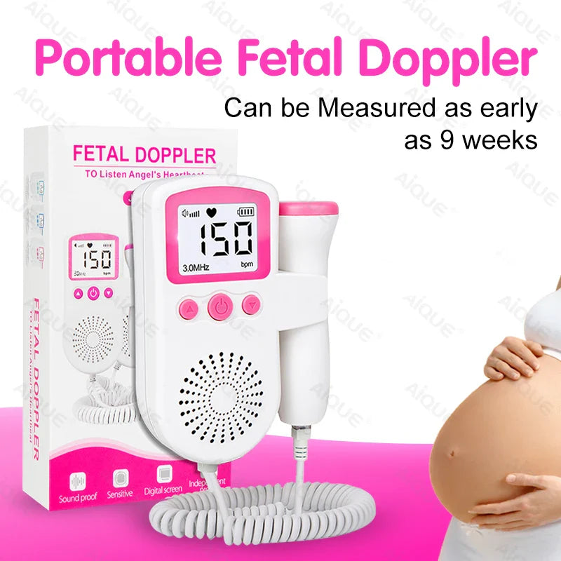 Monitor Rosa de Frequência Cardíaca Fetal Doppler