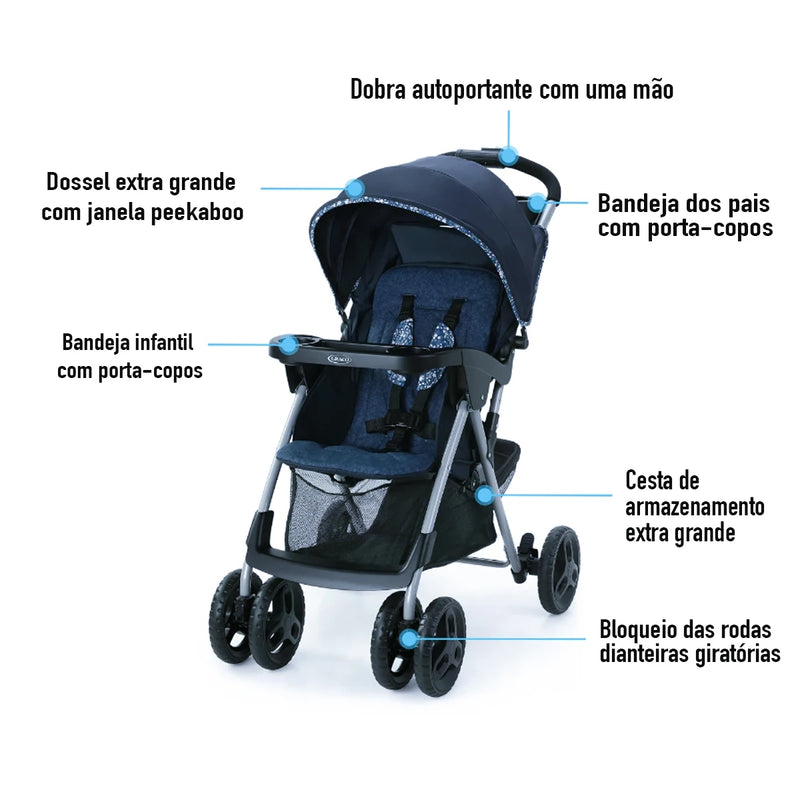 Carrinho de Passeio com Bebê Conforto Comfy Cruiser™ 2.0 Preto Graco